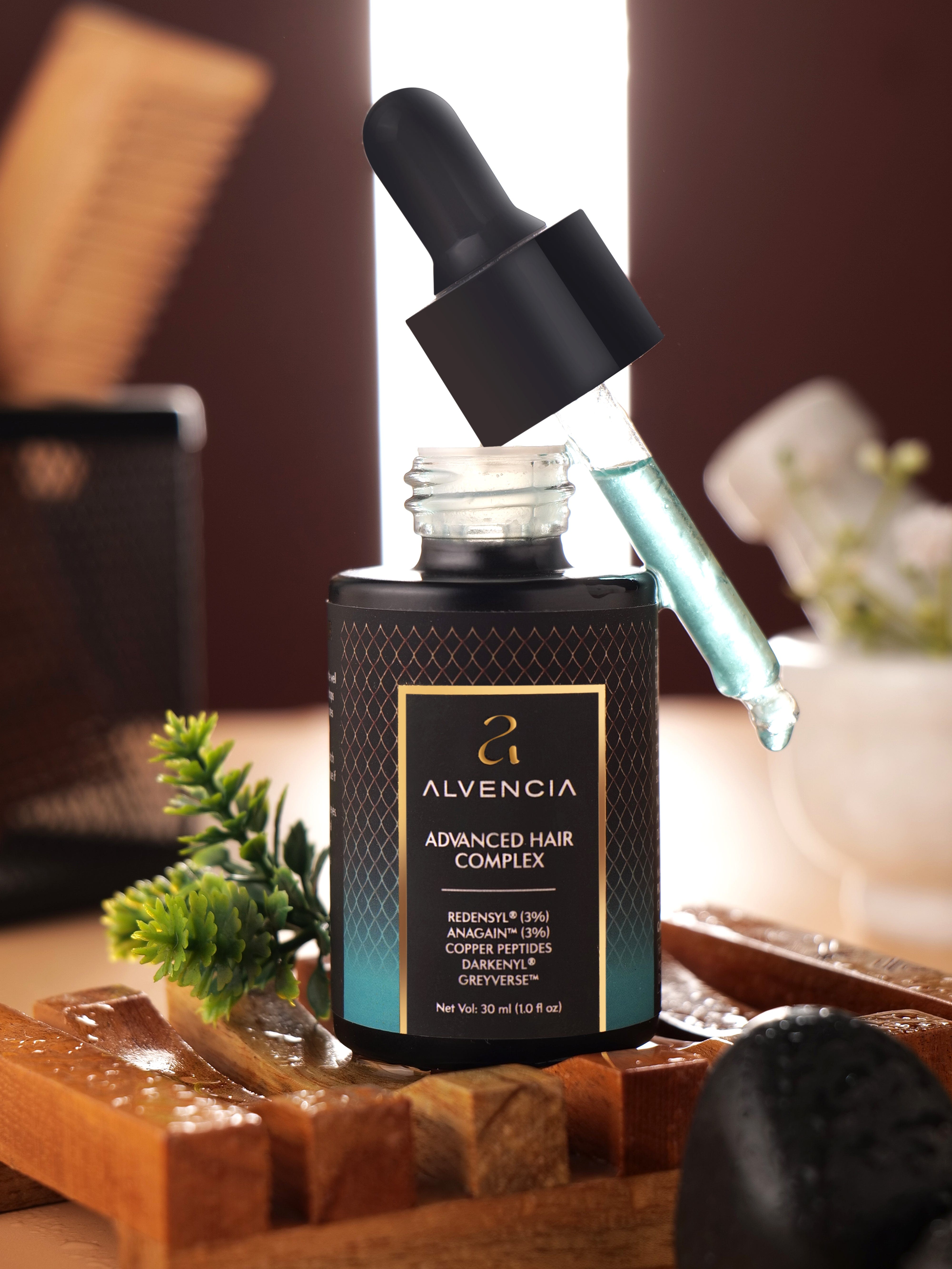 Alvencia™ Hairline Growth Serum with Rosemary Oil, 3% Redensyl®, Hyaluronic Acid, Niacinamide, Saw Palmetto, 3% AnaGain™, Darkenyl & DHT Blockers for Hair Fall hair loss treatment Advanced Hair Complex