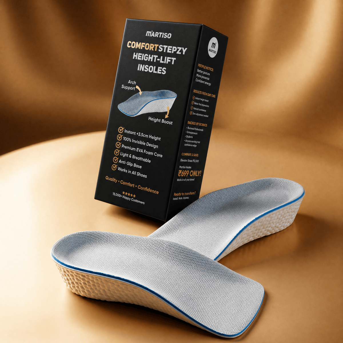 Comfortstepzy Height-lifting Insoles | Shoe Insoles Inner Soles Height Lifting Arch Support Enhancing ComfortStepzy Height-Lifting Insoles